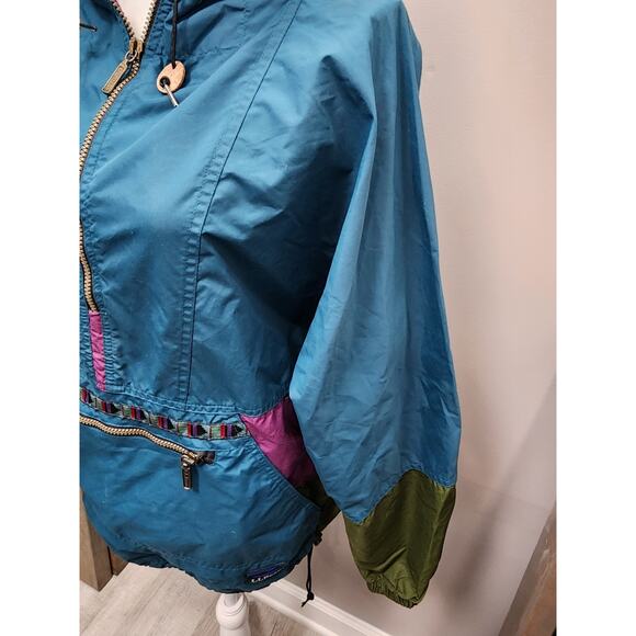 Vintage LL Bean Jacket Womens Medium Blue Anorak Parka Windbreaker 90s USA - Picture 6 of 12